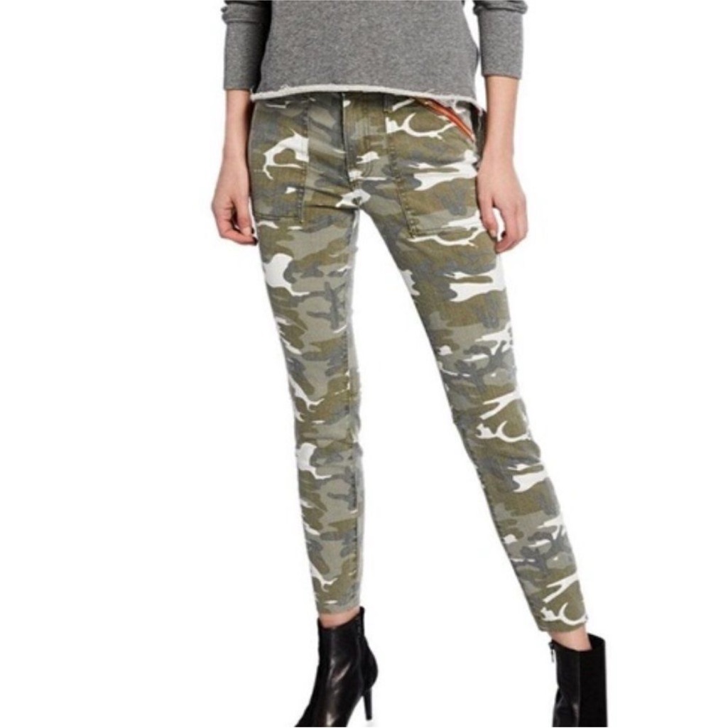 Etienne Marcel Camo High Rise Red Zipper Skinny Jeans Size 26 (2/4)